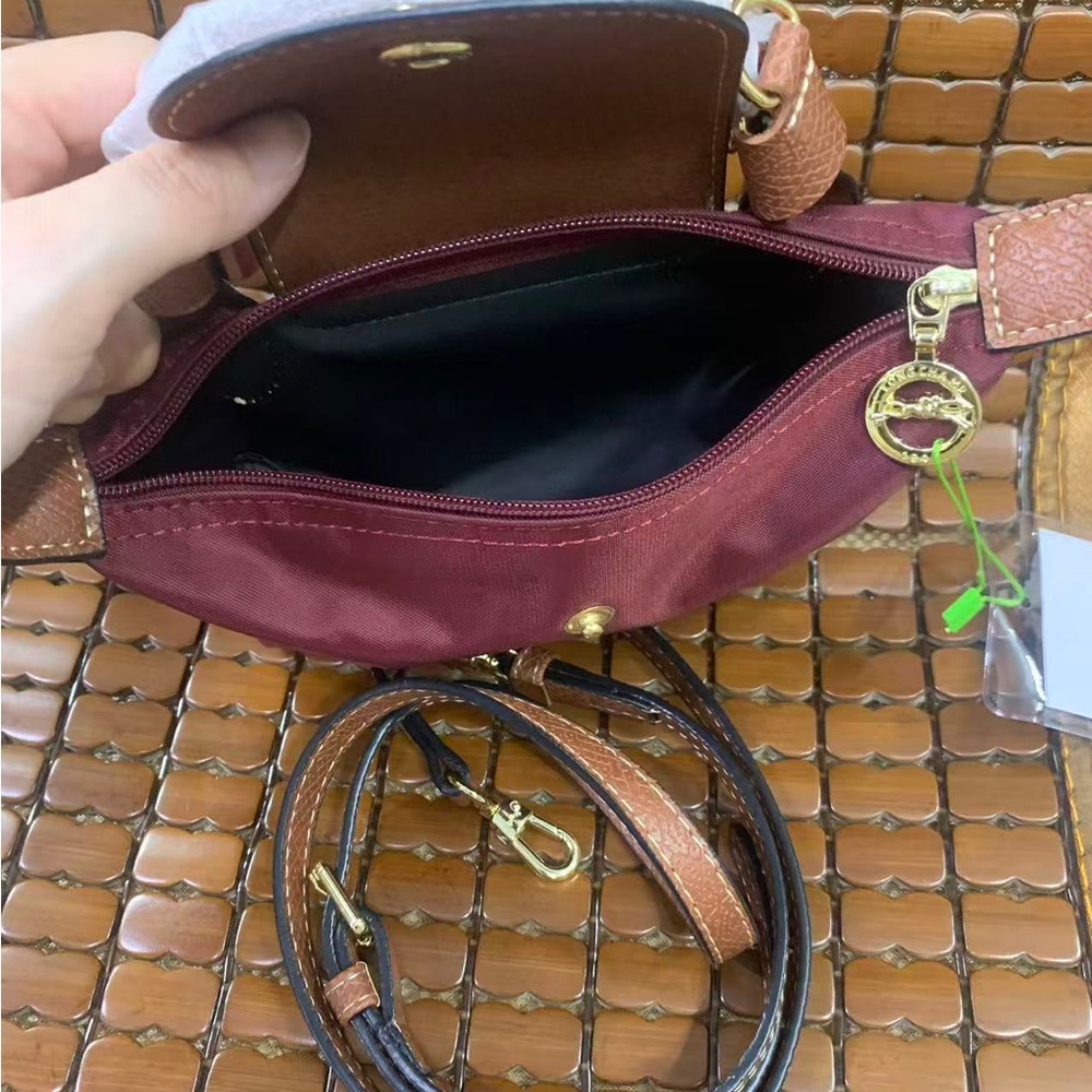 Longchamp Burgundy Crossbody with Brown Trim - Picture 3 of 3